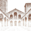 Cattedrale di Sant'Ambrogio realizzata a matita chiaro scuro su foglio bianco