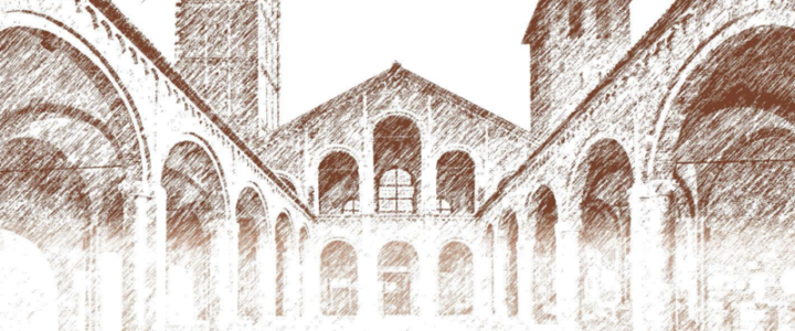 Cattedrale di Sant'Ambrogio realizzata a matita chiaro scuro su foglio bianco