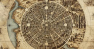 mappa antica di una città di fantasia rotonda