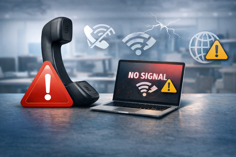 immagine di un telefono e di un computer senza connessione